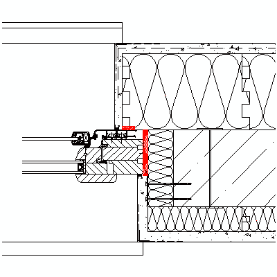 novostavba - zděná stavba - systém ztraceného bednění - umístění okna na střed ostění - ostění_CAD detail novostavba - zděná stavba - systém ztraceného bednění - umístění okna na střed ostění - ostění